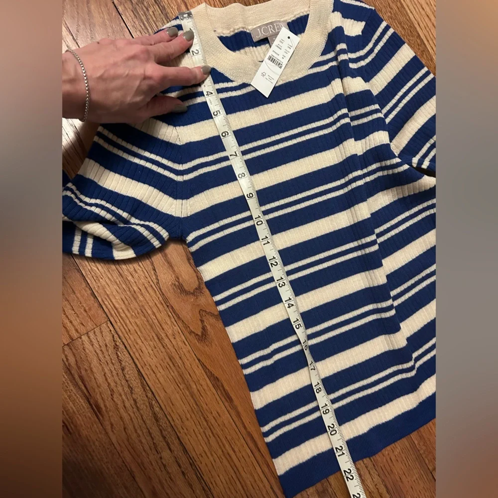 J. Crew Carolyn three-quarter sleeve sweater in striped merino wool - Picture 9 of 10